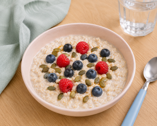 Haferflocken-Porridge mit Beeren & Kürbiskernen