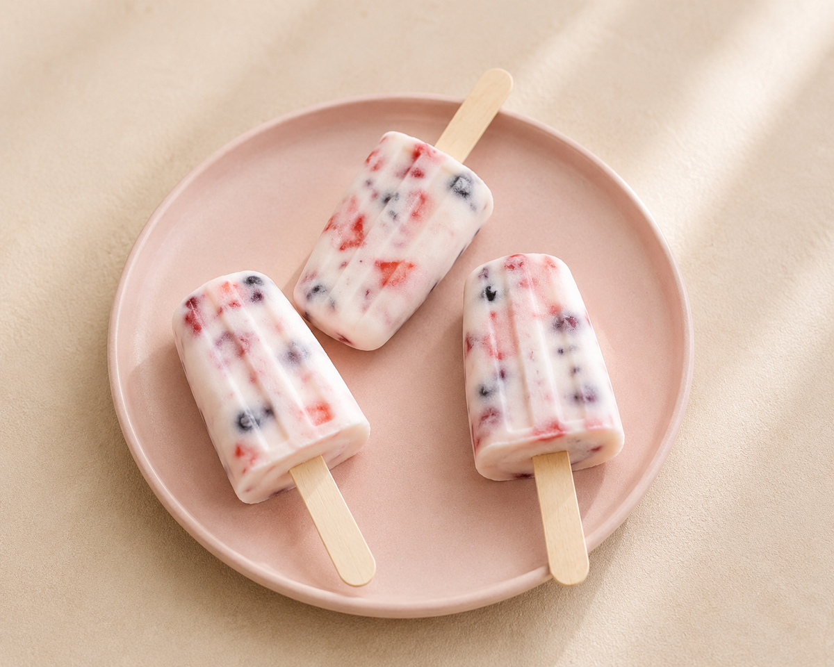 Joghurt-Beeren-Eis am Stiel