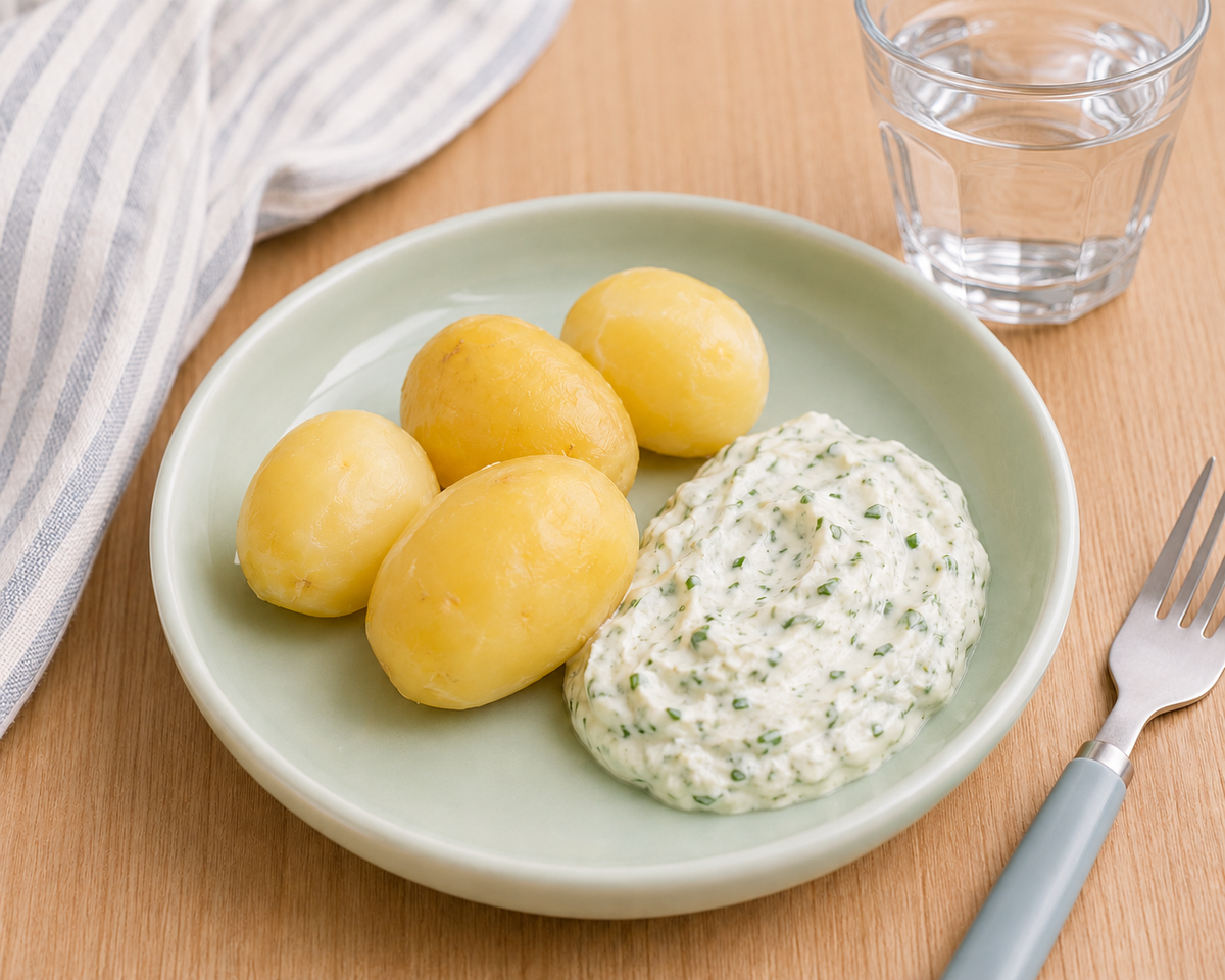 Leinöl-Kräuterquark mit Pellkartoffeln
